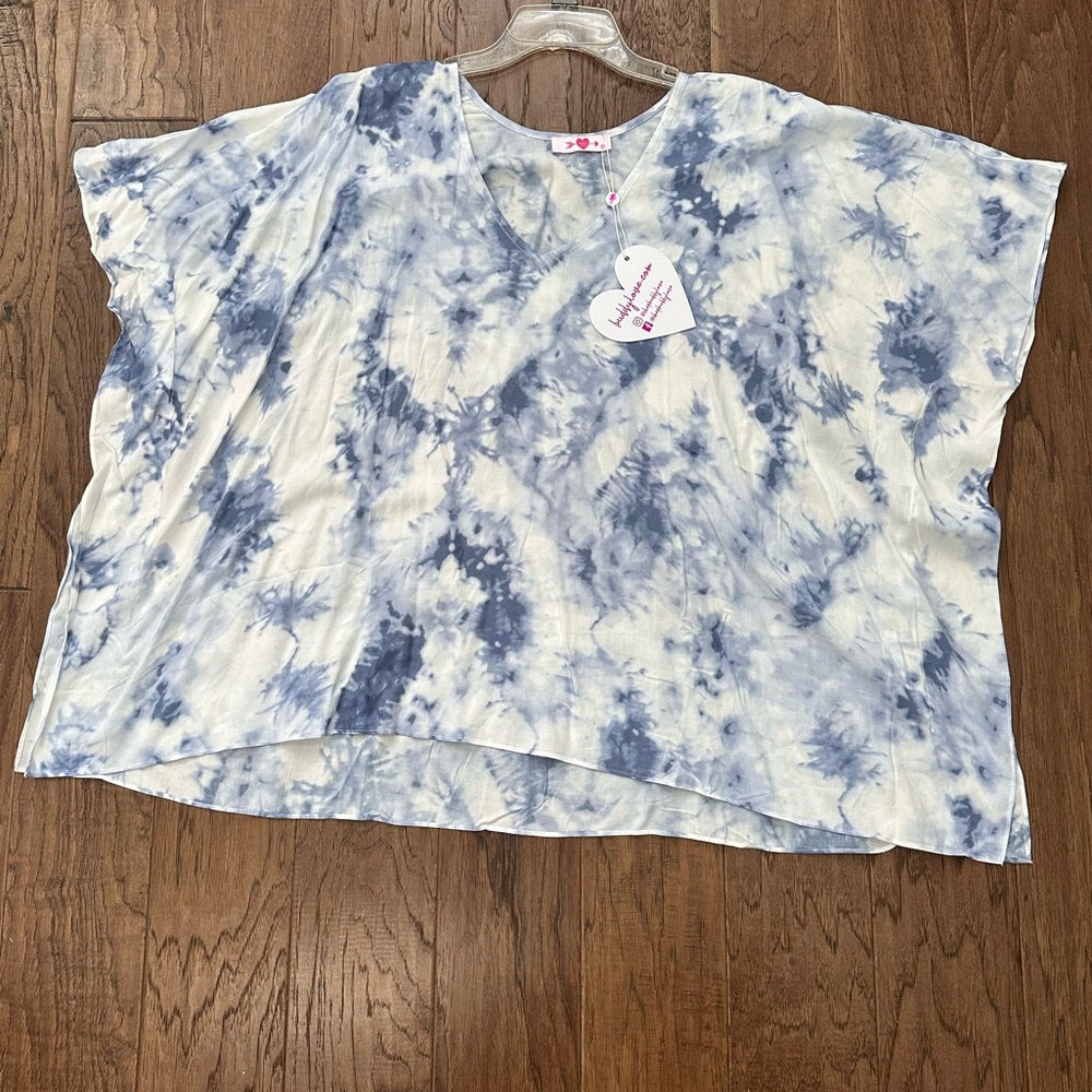 NWT BuddyLove North Tunic blue clouds tie dye size XS